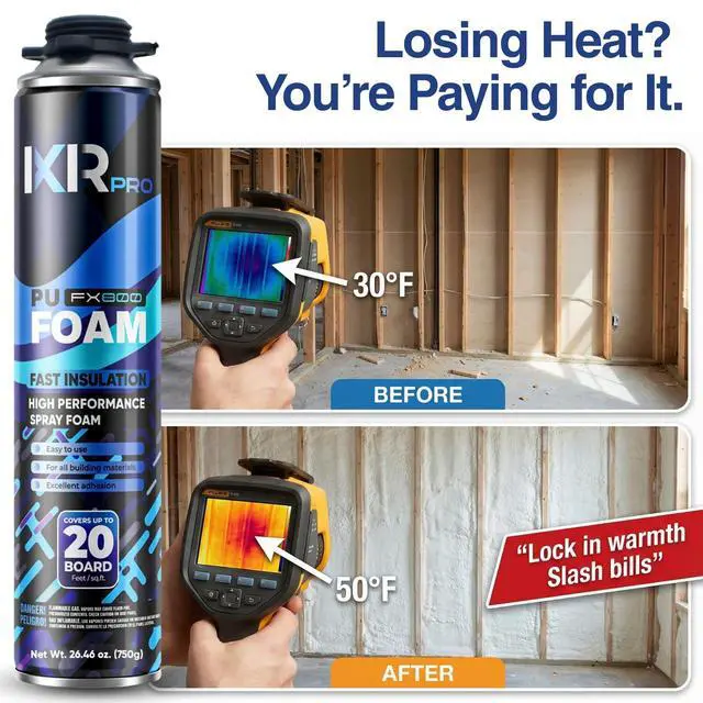Alt view image 5 of 6 - Spray Foam Insulation Can (24 x 26.46 oz. / 750 g) Expanding Sealant, Closed Cell Spray Foam Insulation, High Density, Walls Ceiling Windows Doors