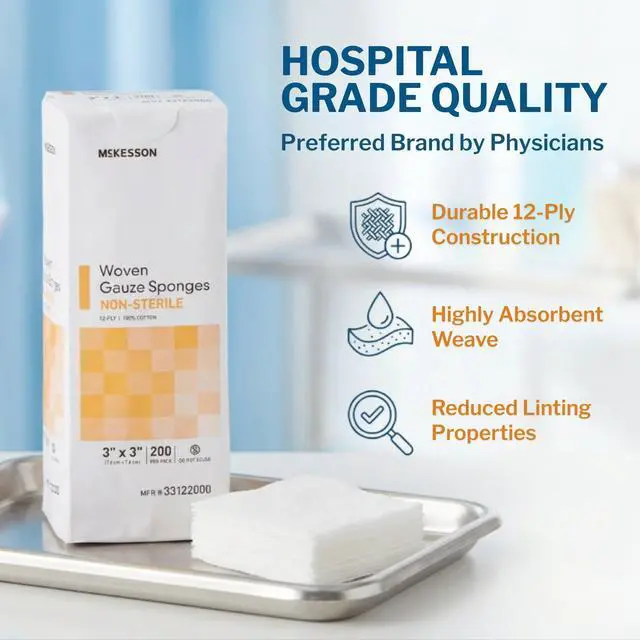 Alt view image 2 of 6 - Non-Sterile Gauze Pads 3x3 Inch (4000 Count Bulk Pack) - 12-Ply 100% Cotton Non-Sterile Woven Sponges for Wound Care & First Aid - Highly Absorbent & Breathable Medical Supplies