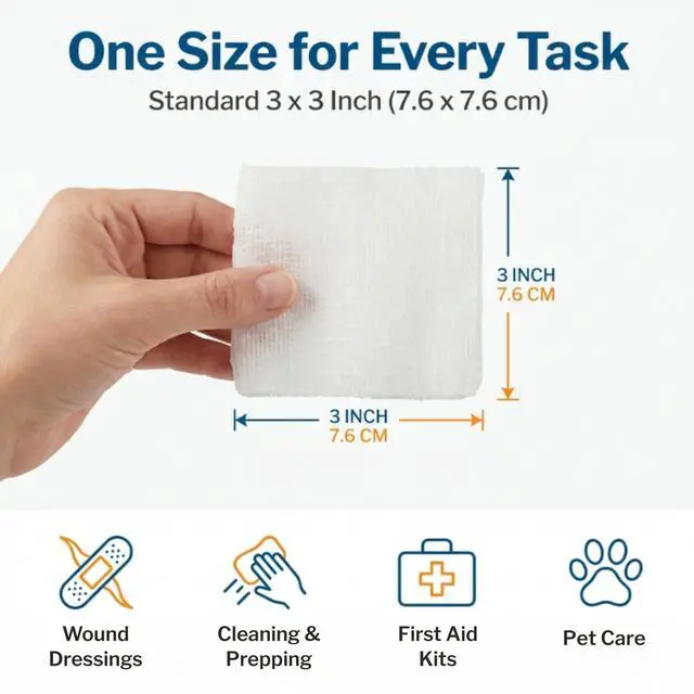 Alt view image 4 of 6 - Non-Sterile Gauze Pads 3x3 Inch (4000 Count Bulk Pack) - 12-Ply 100% Cotton Non-Sterile Woven Sponges for Wound Care & First Aid - Highly Absorbent & Breathable Medical Supplies
