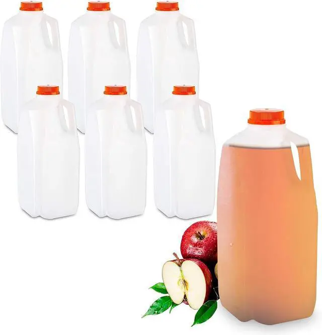 Main image of 64 Oz. Empty HDPE Plastic Juice/Milk Bottles with Tamper Evident Caps - Case of 60
