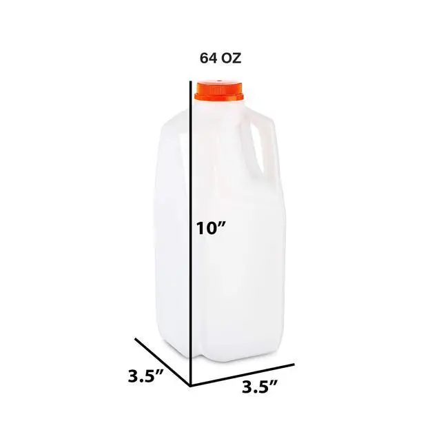 Alt view image 2 of 6 - 64 Oz. Empty HDPE Plastic Juice/Milk Bottles with Tamper Evident Caps - Case of 60