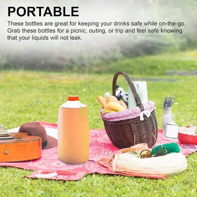 Alt view image 3 of 6 - 64 Oz. Empty HDPE Plastic Juice/Milk Bottles with Tamper Evident Caps - Case of 60