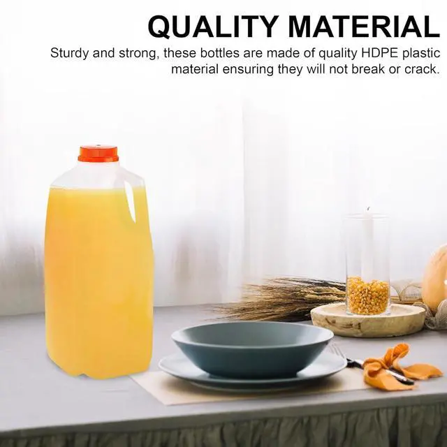 Alt view image 5 of 6 - 64 Oz. Empty HDPE Plastic Juice/Milk Bottles with Tamper Evident Caps - Case of 60
