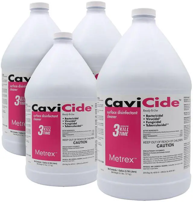 Main image of CaviCide Germicidal Surface Disinfectant Cleaner EPA-Registered Quaternary Ammonium Kills Flu Virus, Bacteria & Fungi Hospital-Grade for Medical, Dental & Lab 1 Gallon, Pack of 4 (Case)