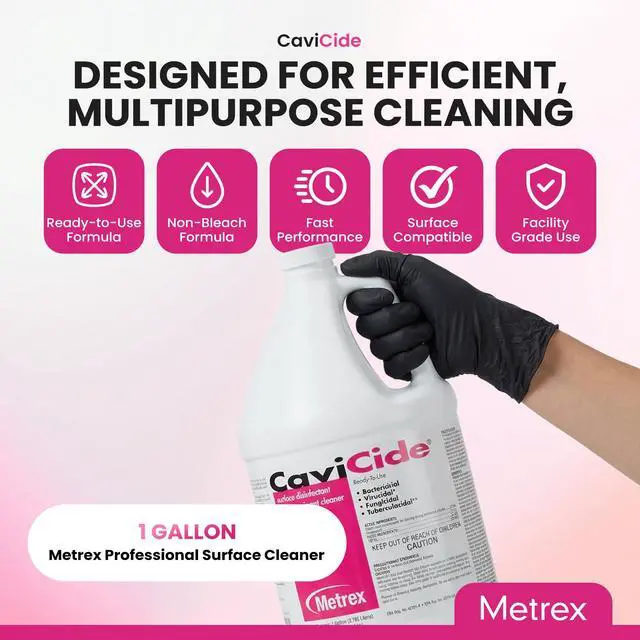 Alt view image 3 of 6 - CaviCide Germicidal Surface Disinfectant Cleaner EPA-Registered Quaternary Ammonium Kills Flu Virus, Bacteria & Fungi Hospital-Grade for Medical, Dental & Lab 1 Gallon, Pack of 4 (Case)