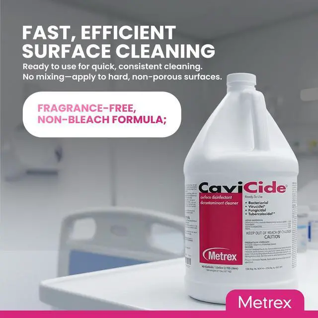 Alt view image 6 of 6 - CaviCide Germicidal Surface Disinfectant Cleaner EPA-Registered Quaternary Ammonium Kills Flu Virus, Bacteria & Fungi Hospital-Grade for Medical, Dental & Lab 1 Gallon, Pack of 4 (Case)