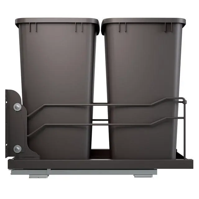 Alt view image 6 of 6 - Double 35 Qt Pullout Trash Cans with Soft-Close for Under Kitchen Cabinets, Min Opening Width of 14.5", Orion Gray, 53WC-1835SCDM-213