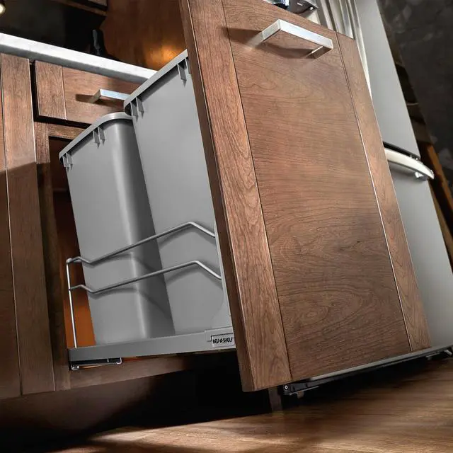 Alt view image 6 of 6 - Double 35 Qt Pullout Trash Cans with Soft-Close for Under Kitchen Cabinets, Min Opening Width of 14.5", Metallic Silver, 53WC-1835SCDM-217