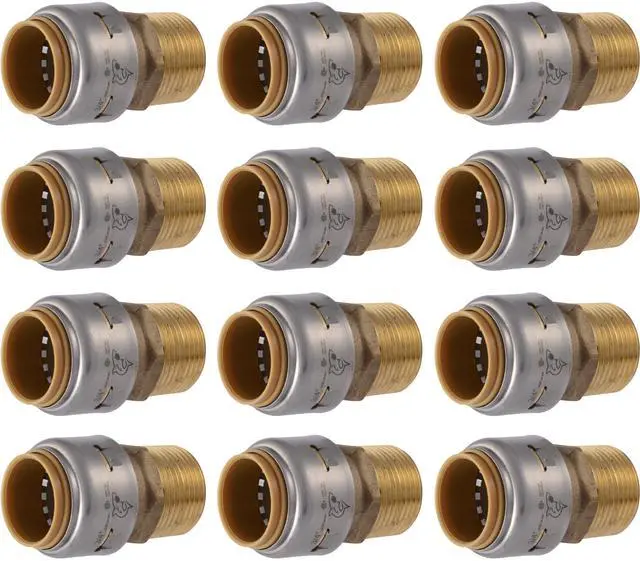 Main image of Max Male Adapter, 3/4 in Push-to-Connect x 3/4 in MNPT, Pack of 12, Brass Plumbing Fitting, UR134