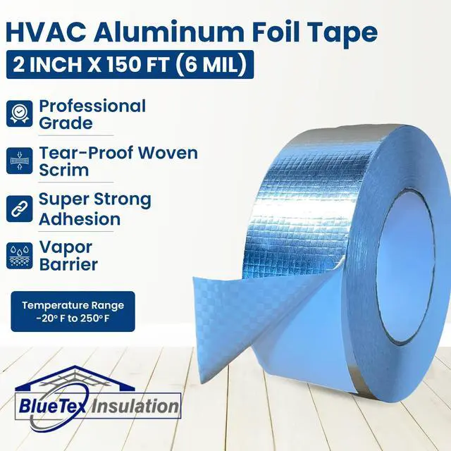 Alt view image 2 of 6 - HVAC Aluminum Foil Tape 2 inch x 150 ft (6 mil), Professional Grade Silver Metallic Tear-Proof HVAC Tape, Heavy Duty Aluminum Tape for Ductwork, Dryer Vent & Insulation - 12 Rolls
