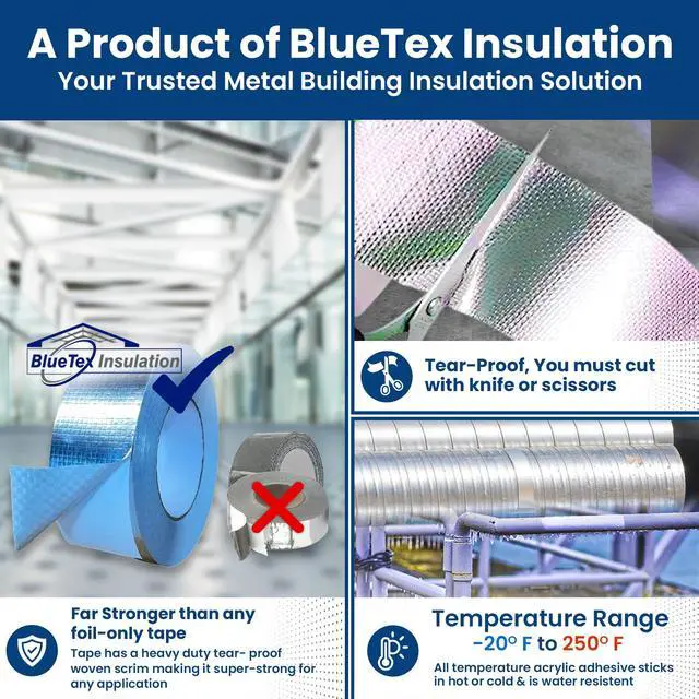Alt view image 4 of 6 - HVAC Aluminum Foil Tape 2 inch x 150 ft (6 mil), Professional Grade Silver Metallic Tear-Proof HVAC Tape, Heavy Duty Aluminum Tape for Ductwork, Dryer Vent & Insulation - 12 Rolls