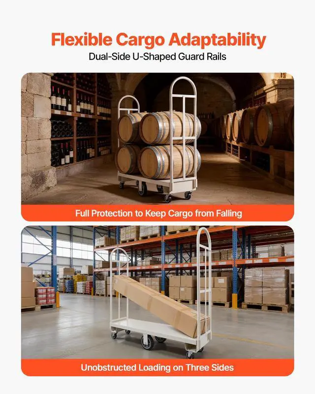 Alt view image 4 of 6 - 2000LBS Heavy-Duty U-Boat Cart, Platform Truck Dolly with 6 Wheels & Dual Detachable Handles, Heavy Duty Steel Utility Cart for Warehouse/Manufacturing Plant/Logistics Center/Job Site