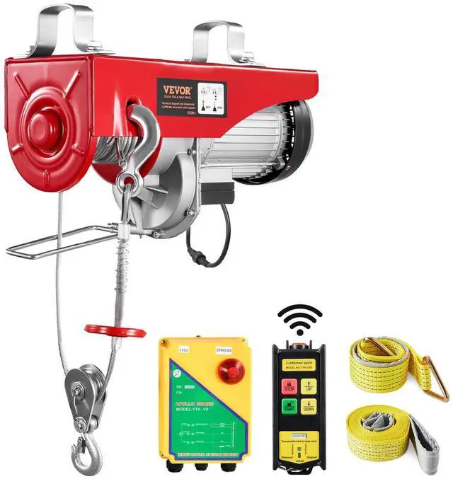Main image of 2200lbs Electric Hoist with Wireless Remote Control,110v Electric Hoist with Remote Control, 40ft/20ft Lifting Height & Motor, for Garage Warehouse Factory