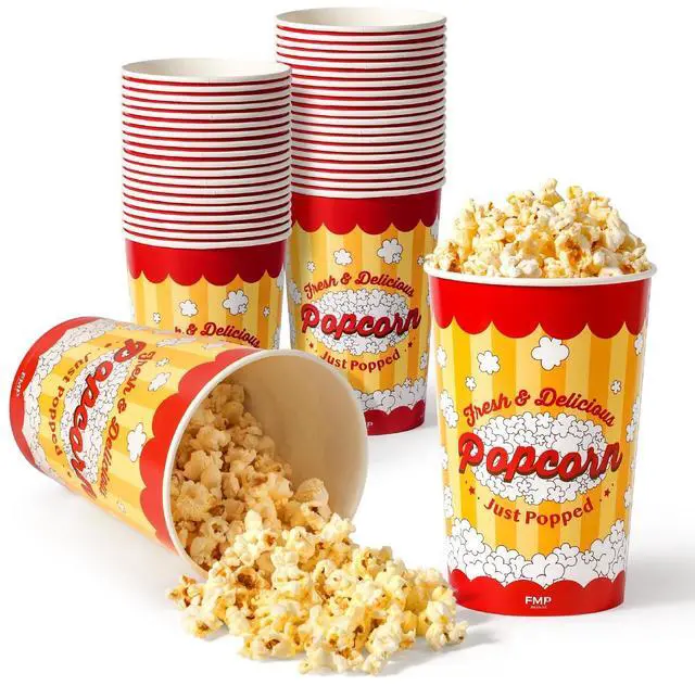 Main image of 360 Pack Classic Paper Popcorn Buckets Disposable, 64 Oz Grease Resistant Popcorn Bowls Cups for Machine Home Theater Carnival Movie Night