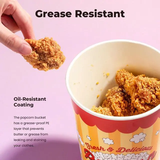 Alt view image 5 of 6 - 360 Pack Classic Paper Popcorn Buckets Disposable, 64 Oz Grease Resistant Popcorn Bowls Cups for Machine Home Theater Carnival Movie Night