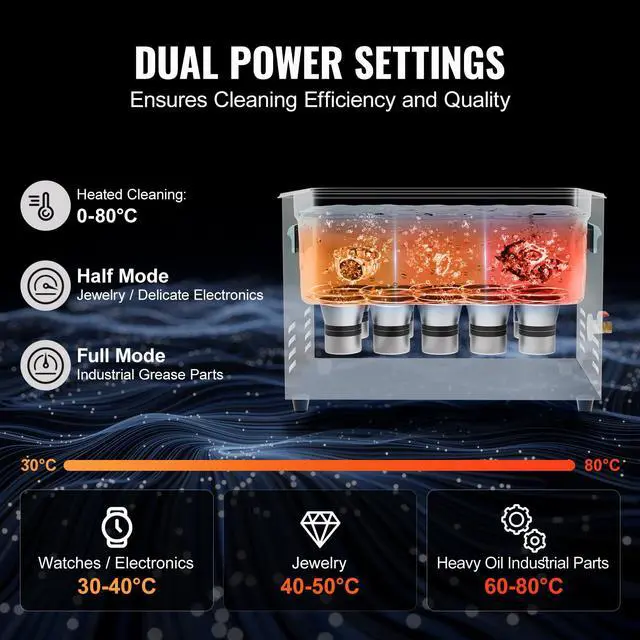 Alt view image 4 of 6 - 30L Sonic Cleaner, 600W Digital Ultrasonic Cleaning Machine with Upgraded Degassing and Gentle Mode, 40kHz Industrial Ultrasound Cleaner with Timer and Heater for Retainer Jewelry Tools