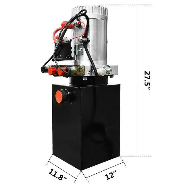Alt view image 2 of 6 - 8 Quart DC 12V Hydraulic Pump Power Supply Unit Pack Double Acting Dump Trailer Fit for Lift Unloading