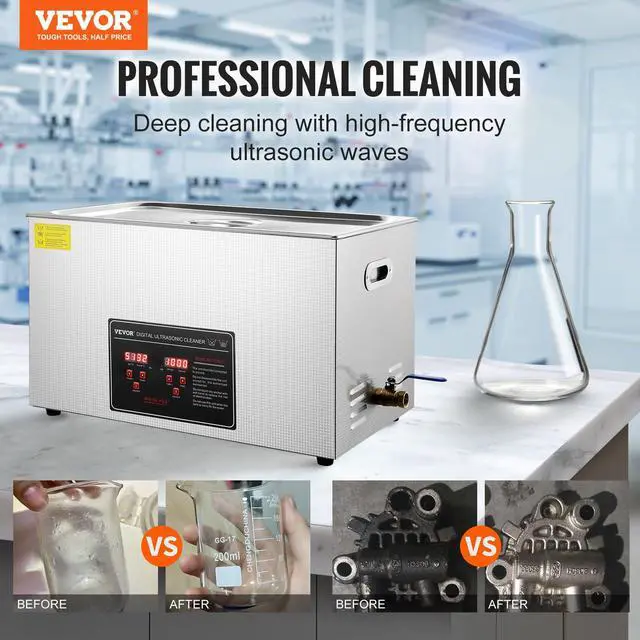 Alt view image 2 of 6 - Ultrasonic Cleaning with Digital Timer & Heater, Professional Ultra Sonic Jewelry Cleaner, Stainless Steel Heated Cleaning Machine for Glasses Watch Rings Small Parts Circuit Board (30L)