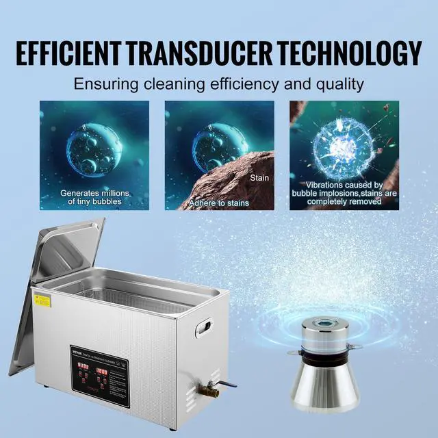 Alt view image 3 of 6 - Ultrasonic Cleaning with Digital Timer & Heater, Professional Ultra Sonic Jewelry Cleaner, Stainless Steel Heated Cleaning Machine for Glasses Watch Rings Small Parts Circuit Board (30L)
