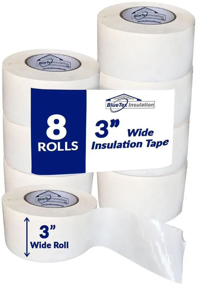 Main image of 3" Wide x 180' Long White Vapor Barrier Seam Tape - 8 Roll Bulk Pack Waterproofing & Great for Crawlspaces, Insulation Repairs, Underlayment Seams, Metal Building Insulation Seams