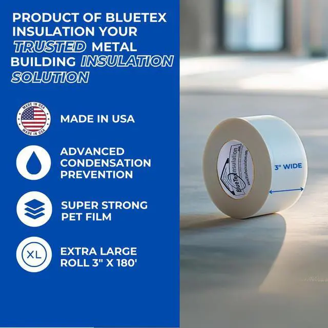 Alt view image 5 of 6 - 3" Wide x 180' Long White Vapor Barrier Seam Tape - 8 Roll Bulk Pack Waterproofing & Great for Crawlspaces, Insulation Repairs, Underlayment Seams, Metal Building Insulation Seams