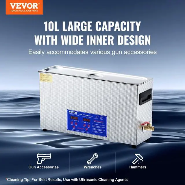 Alt view image 2 of 6 - 10L Sonic Gun Cleaner, 300W Professional Ultra Sonic Cleaning Machine with Timer & Heater, 40kHz Digital Sonic Cleaner with Basket for Gun Parts, Bullets, Military Supplies
