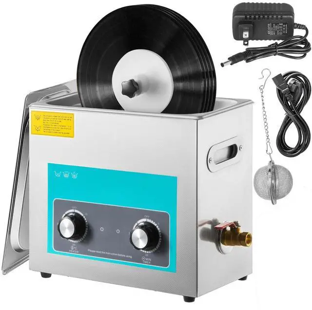 Main image of Ultrasonic Vinyl Record Cleaner 6L 40kHz Vinyl Ultrasonic Cleaning Machine Knob Control Record Ultrasonic Cleaner 4 Records Vinyl Sonic Cleaner Stainless Steel Tank w/Mechanical Heater & Timer