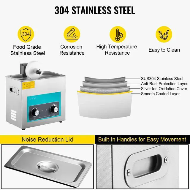 Alt view image 3 of 6 - Ultrasonic Vinyl Record Cleaner 6L 40kHz Vinyl Ultrasonic Cleaning Machine Knob Control Record Ultrasonic Cleaner 4 Records Vinyl Sonic Cleaner Stainless Steel Tank w/Mechanical Heater & Timer