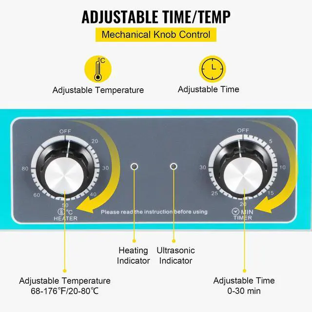 Alt view image 5 of 6 - Ultrasonic Vinyl Record Cleaner 6L 40kHz Vinyl Ultrasonic Cleaning Machine Knob Control Record Ultrasonic Cleaner 4 Records Vinyl Sonic Cleaner Stainless Steel Tank w/Mechanical Heater & Timer