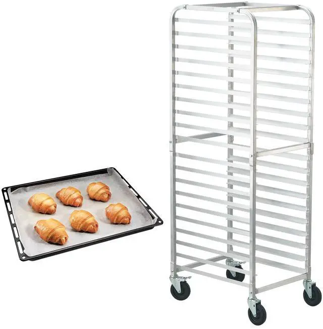 Main image of Bun Pan Rack, 20-Tier Commercial Bakery Racks with Brake Wheels, Aluminum Racking Trolley Storage for Half & Full Sheet, Speed Rack For Kitchen Home, Bread Baking Equipment, 26"L x 20.4"W x 70"H