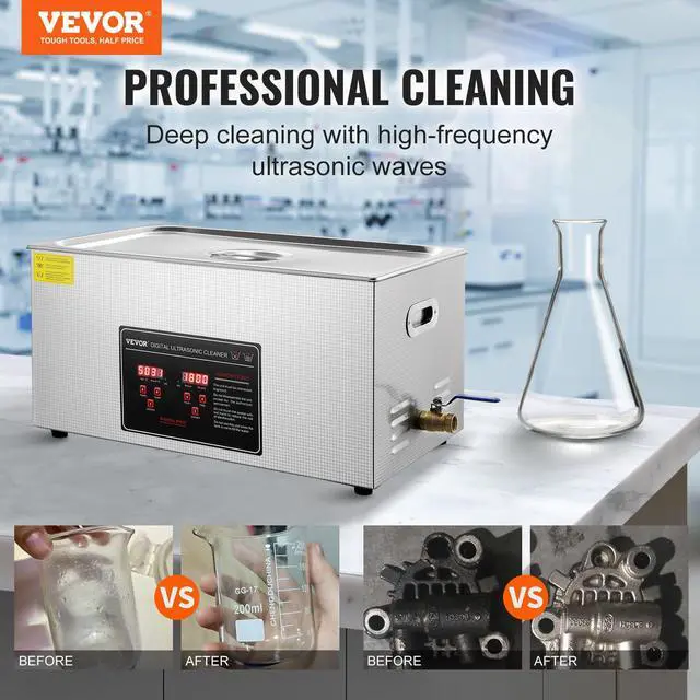 Alt view image 2 of 6 - Ultrasonic Cleaning with Digital Timer & Heater, Professional Ultra Sonic Jewelry Cleaner, Stainless Steel Heated Cleaning Machine for Glasses Watch Rings Small Parts Circuit Board (22L)