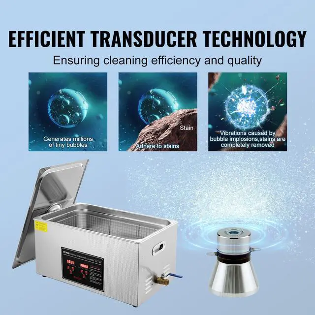 Alt view image 3 of 6 - Ultrasonic Cleaning with Digital Timer & Heater, Professional Ultra Sonic Jewelry Cleaner, Stainless Steel Heated Cleaning Machine for Glasses Watch Rings Small Parts Circuit Board (22L)