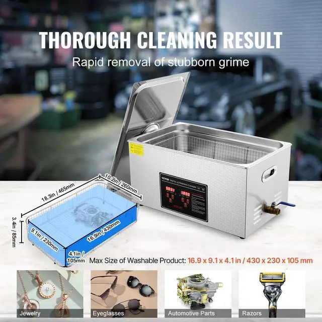Alt view image 5 of 6 - Ultrasonic Cleaning with Digital Timer & Heater, Professional Ultra Sonic Jewelry Cleaner, Stainless Steel Heated Cleaning Machine for Glasses Watch Rings Small Parts Circuit Board (22L)