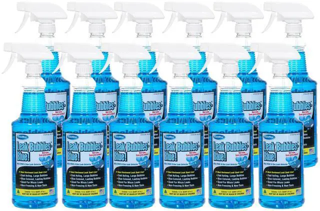 Main image of Leak Bubbles Blue HVAC & Gas Detector, 1 Quart Spray, Fastest-Acting Leak Detector in Today's Market - Safe, Non-Corrosive, Long-Lasting Bubbles & Detects Micro Leaks, (Pack of 12)
