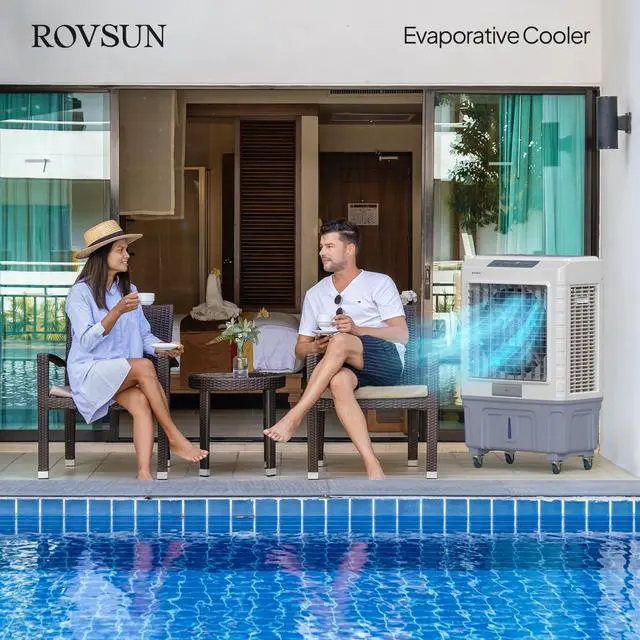 Alt view image 6 of 6 - 4100CFM Portable Air Cooler, 13.2Gal/50L Evaporative Swamp Cooler, 3-IN-1 Cooling Fan with Remote Control, 3 Speeds, 7.5H Timer & 4 Ice Box, Humidifying Oscillating Fan for Indoor or Outdoor