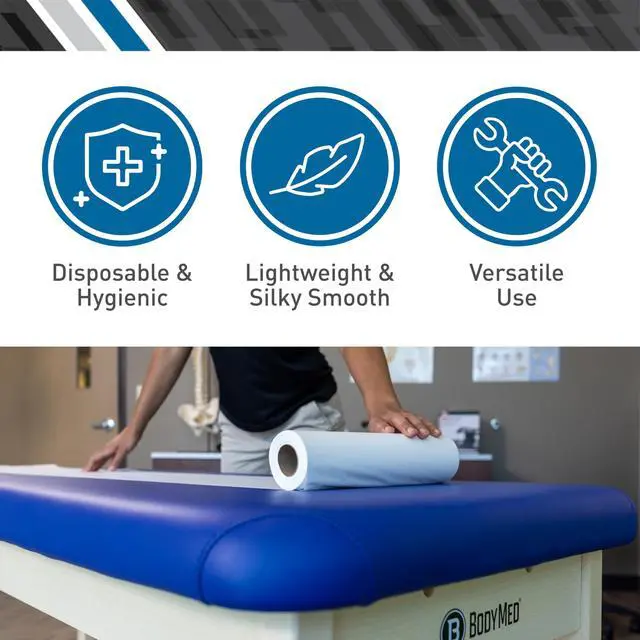 Alt view image 2 of 6 - Standard Headrest Paper Rolls for Chiropractic Exam Table, Smooth White, 8.5-Inch x 225-Feet, 50 Count Disposable Exam Table Cover for Medical Office, Chiropractor, Spa Use