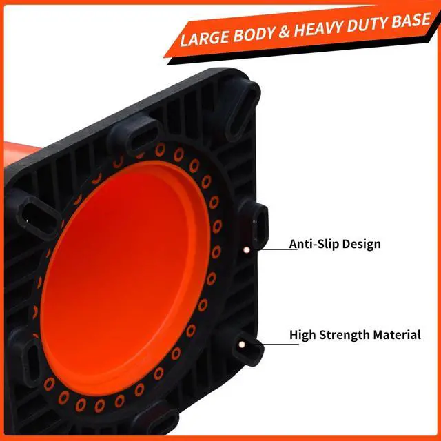 Alt view image 4 of 6 - 8 Pack 36 Inch Traffic Cones, Orange PVC Safety Cones with 6" + 4" Reflective Collars, Heavy Duty Weighted Base for Parking, Roadway & Construction Zone Control