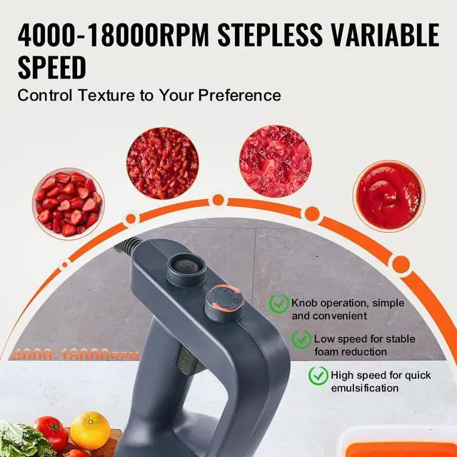 Alt view image 3 of 6 - Commercial Immersion Blender, 500W Heavy Duty Hand Mixer, 16 inch Stepless Variable Speed Mixer with Stainless Steel Blade, Multi-Purpose Portable Mixer for Soup, Sauces, Mashed Potatoes, Cream