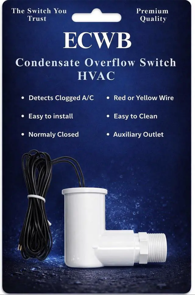 Alt view image 5 of 5 - SS2 AC Float Switch HVAC SS2 Safety Switch 3/4 Inch Heavy-Duty Fitting Upgrade, Condensate Drain Overflow Shut-Off Sensor Can Prevent Overflow in Drain Pan or Gravity Drain 10-Pack
