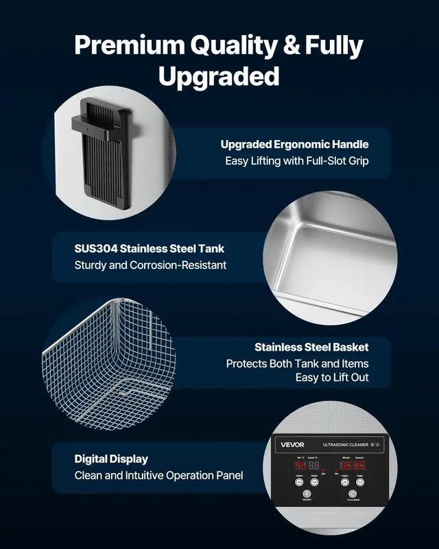 Alt view image 5 of 6 - 30L Ultrasonic Cleaner, Professional Ultrasonic Cleaner Machine with Cleaning Basket & Digital Display, 480W Stainless Steel 40kHz Industrial Cleaning Machine for Parts, Carburetors, Instruments