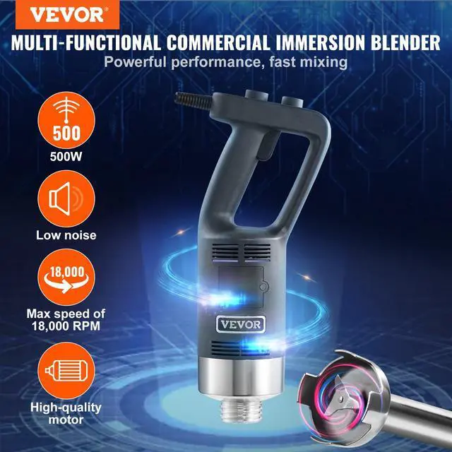 Alt view image 2 of 6 - 500W 12 Inch Heavy Duty Hand Mixer, Variable Speed Stick Mixer with 304 Stainless Steel Blade, Multi-Purpose Portable Mixer for Soup, Smoothie, Puree, Baby Food