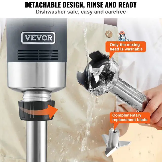 Alt view image 3 of 6 - 500W 12 Inch Heavy Duty Hand Mixer, Variable Speed Stick Mixer with 304 Stainless Steel Blade, Multi-Purpose Portable Mixer for Soup, Smoothie, Puree, Baby Food