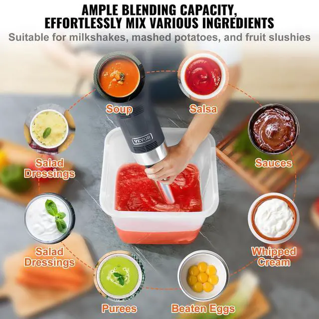 Alt view image 5 of 6 - 500W 12 Inch Heavy Duty Hand Mixer, Variable Speed Stick Mixer with 304 Stainless Steel Blade, Multi-Purpose Portable Mixer for Soup, Smoothie, Puree, Baby Food