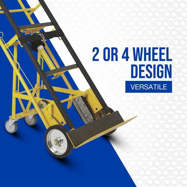 Alt view image 3 of 6 - Industrial Hand Truck, 1200-Lb Capacity Heavy-Duty Appliance Dolly, Convertible 2 or 4 Wheel Design, 8-Inch Rubberized Wheels with Auto-Rewind Ratchet Belt, Model 67969