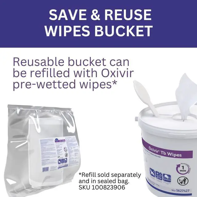 Alt view image 5 of 6 - Diversey 100823906 Tb Disinfectant XL Wipes, Accelerated Hydrogen Peroxide Based Cleaner Disinfectant, Ready-to-Use, Unscented, 160-Wipes, 1 Refill Bag (Pack of 4)