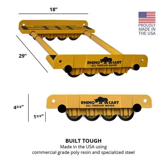 Alt view image 3 of 6 - Rhino Cart Heavy Duty Appliance Dolly for Building Material Handling & Moving Heavy Furniture with Ease - Expands up to 46 with a 2,000lb Load Rating - Made in USA