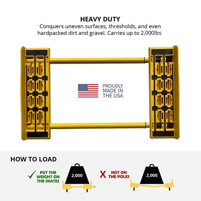 Alt view image 5 of 6 - Rhino Cart Heavy Duty Appliance Dolly for Building Material Handling & Moving Heavy Furniture with Ease - Expands up to 46 with a 2,000lb Load Rating - Made in USA
