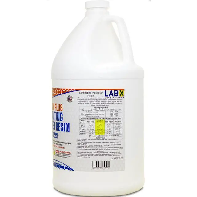 Alt view image 5 of 6 - FIBERLAM Plus 1-10G Polyester Resin 1-10 Gallon +MEKP Hardener; Low Viscosity Coating for Laminating Fiberglass mat/Biaxle/Cloth; Boat/RV/Automotive/Canoe/Surfboard| Extended TACK Time (5 Gallon)