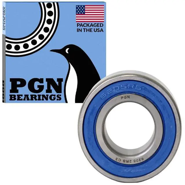 Main image of PGN (100 Pack) 6205-2RS Bearing - Lubricated Chrome Steel Sealed Ball Bearing - 25x52x15mm Bearings with Rubber Seal & High RPM Support