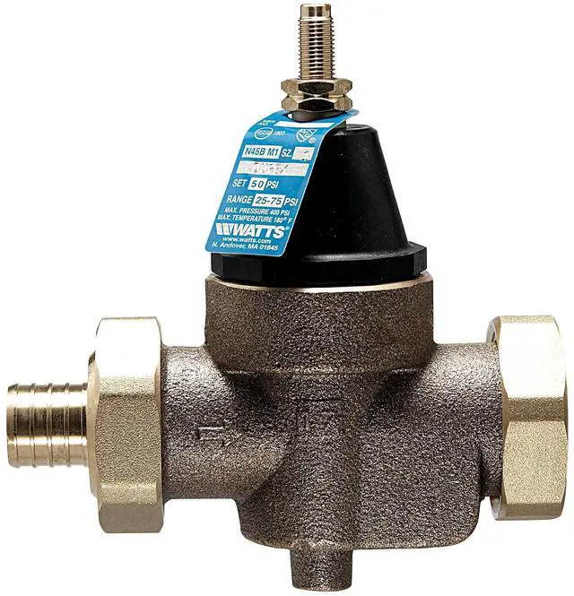 Main image of LFN45B Series 1" Lead-Free Cast Copper Silicon Alloy Water Pressure Reducing Valve, Crimp Double Union End Connections, Elastomer Disc, Adjustable Pressure 25 to 75 psi, Maximum 400 psi